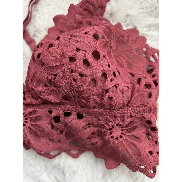 Aerie Bra Bralette Lined Rust Colored Small Lace euc - Picture 2 of 4